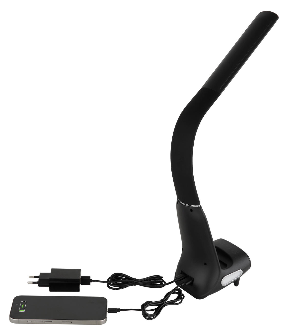 GLOBO Tischleuchte Satiniert schwarz Chrom PVC Kunststoff B/H/L: ca. 10x50x25 cm 1 Brennstellen MALIK - schwarz/Satiniert (25,00/10,00/50,00cm) - GLOBO