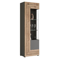 Vitrine Freno B/H/T: ca. 60x194x37 cm Freno - Eiche/grau (60,00/194,00/37,00cm) - xonox.home