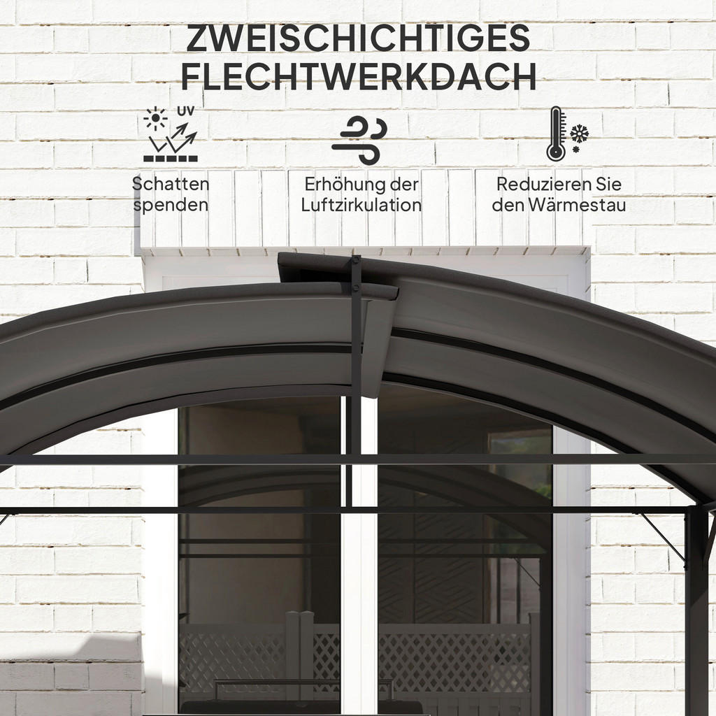 Thumbnail - Outsunny Grillpavillon dunkelgrau Polyester B/H/L: ca. 110x235x233 cm