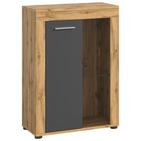 Vitrine Jam Eiche Wotan Nachbildung grau B/H/T: ca. 60x86x35 cm Jam - Eiche/grau (60,00/86,00/35,00cm) - xonox.home