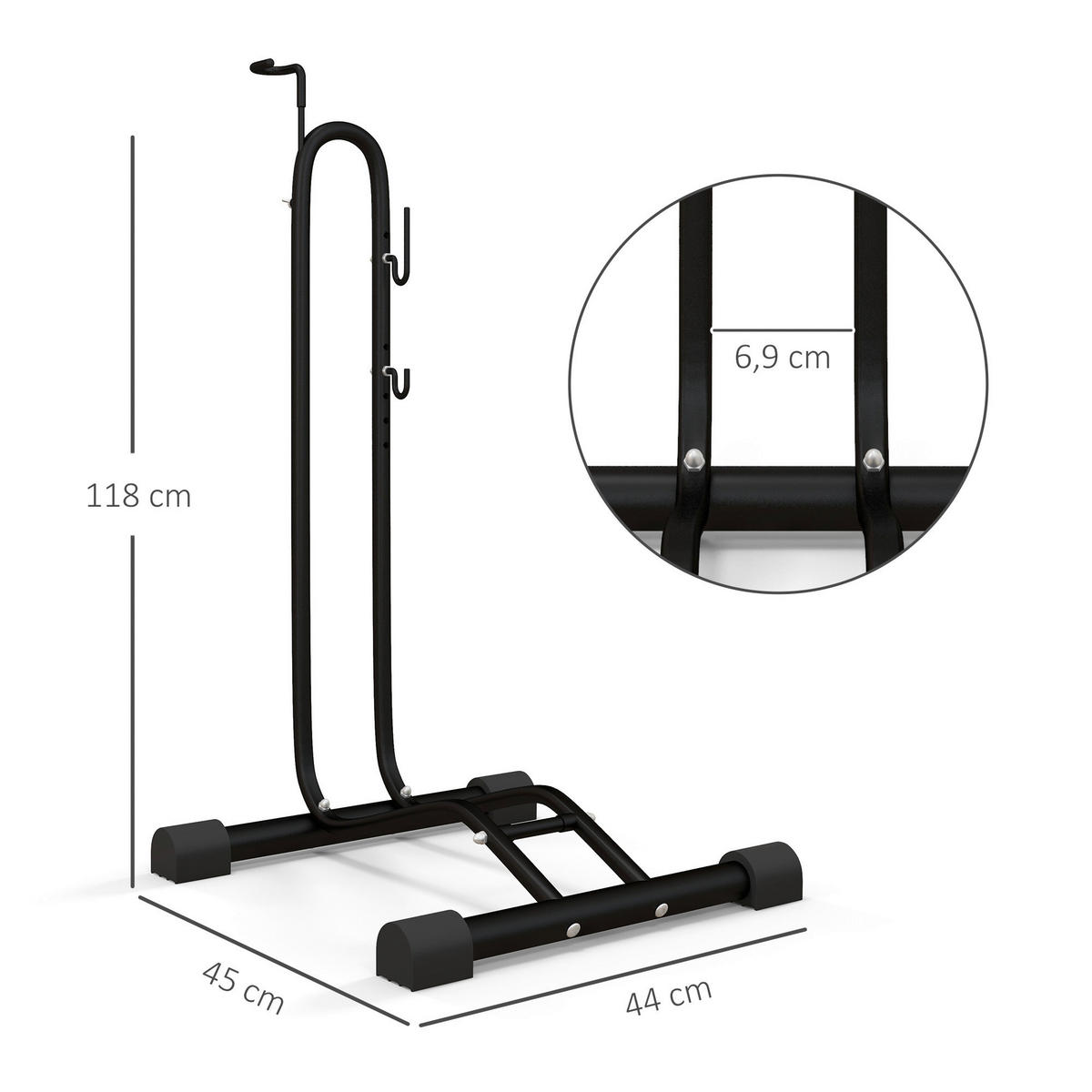 SPORTNOW Fahrradständer schwarz schwarz B/H/L: ca. 44x118x45 cm Fahrradständer - schwarz (45,00/44,00/118,00cm) - SPORTNOW