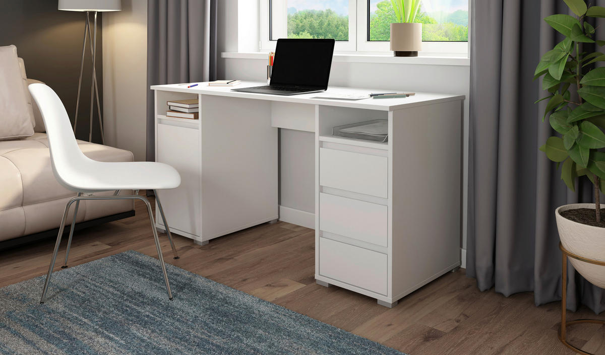 Schreibtisch LOBO weiß B/H/T: ca. 138x75x55 cm LOBO - weiß (138,00/75,00/55,00cm) - byLIVING