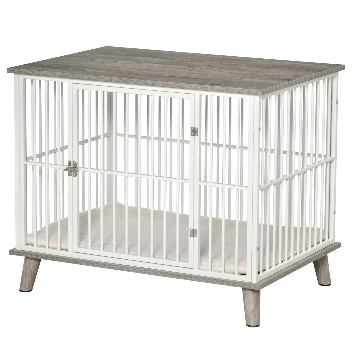 PawHut Hundekäfig grau Stahl B/H/L: ca. 60x70x86 cm Hundekäfig - weiß/grau (86,00/60,00/70,00cm) - PawHut
