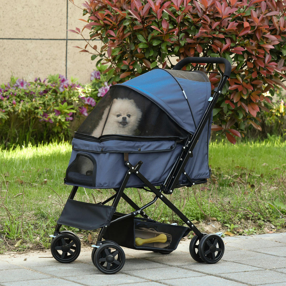 PawHut Hunde-Zubehör blau Polyester B/H/L: ca. 52x76,5x95 cm Hundebuggy - blau (95,00/52,00/76,50cm) - PawHut
