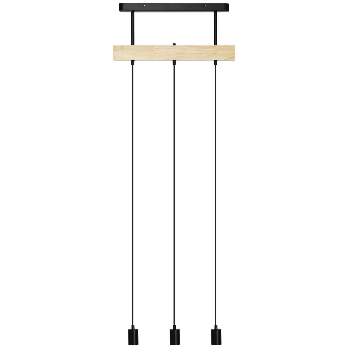 HOMCOM Pendelleuchte schwarz Metall Holz B/H/T: ca. 8x33x50 cm Pendelleuchte B31-435V90BK - schwarz (8,00/33,00/50,00cm) - HOMCOM