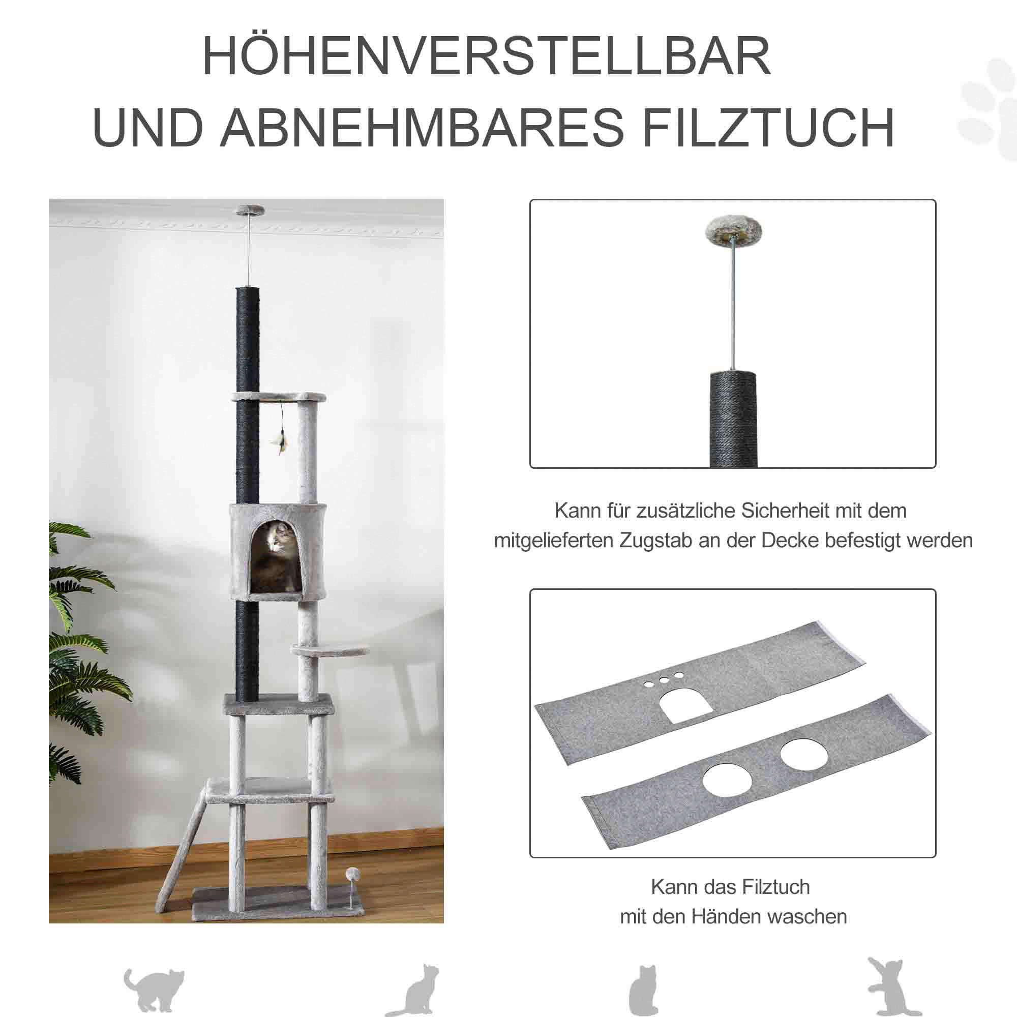 PawHut Kratzbaum Kratzbaum - (60,00/40,00/255,00cm) - PawHut