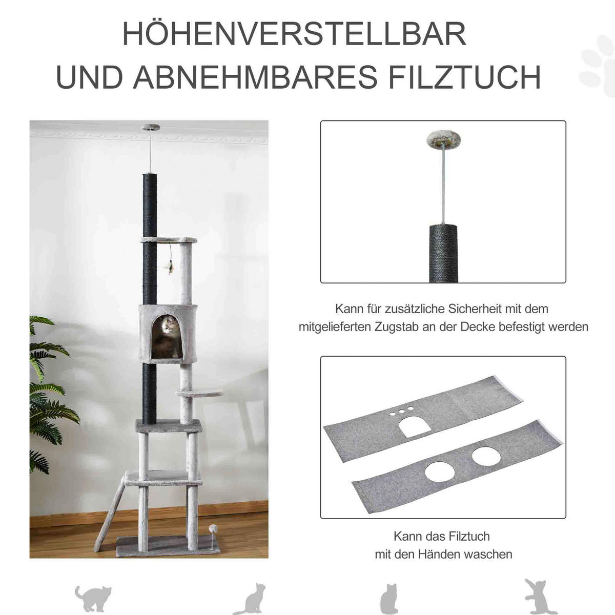 PawHut Kratzbaum Kratzbaum - (60,00/40,00/255,00cm) - PawHut