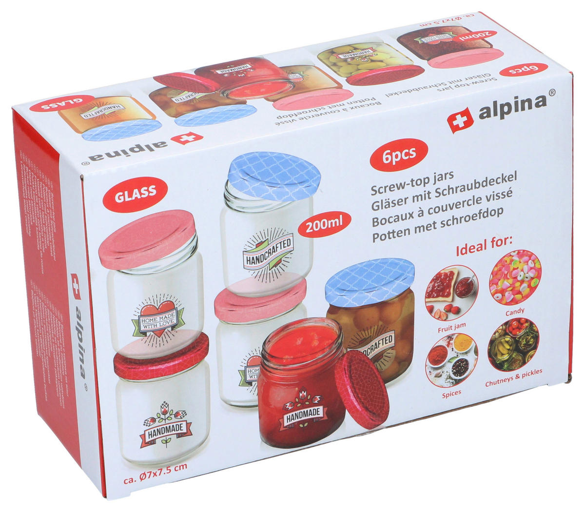 alpina Schraubgläser-Set mehrfarbig Schraubgläser_6erSet - mehrfarbig (7,00/7,00/7,50cm) - alpina