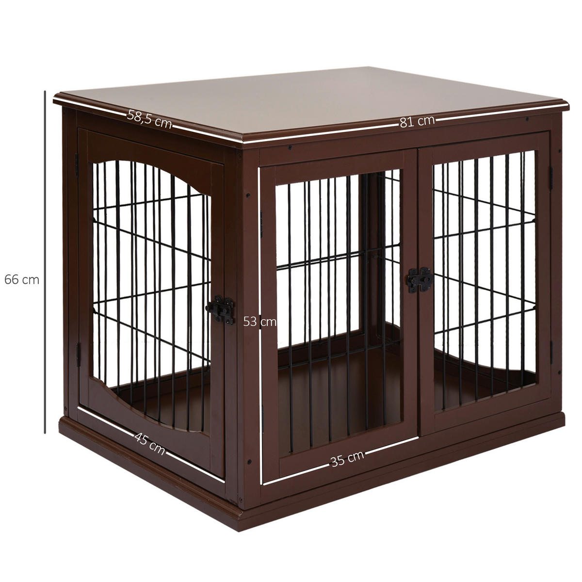 PawHut Hundekäfig braun Metall B/H/L: ca. 81x66x58,5 cm Hundekäfig - braun (58,50/81,00/66,00cm) - PawHut