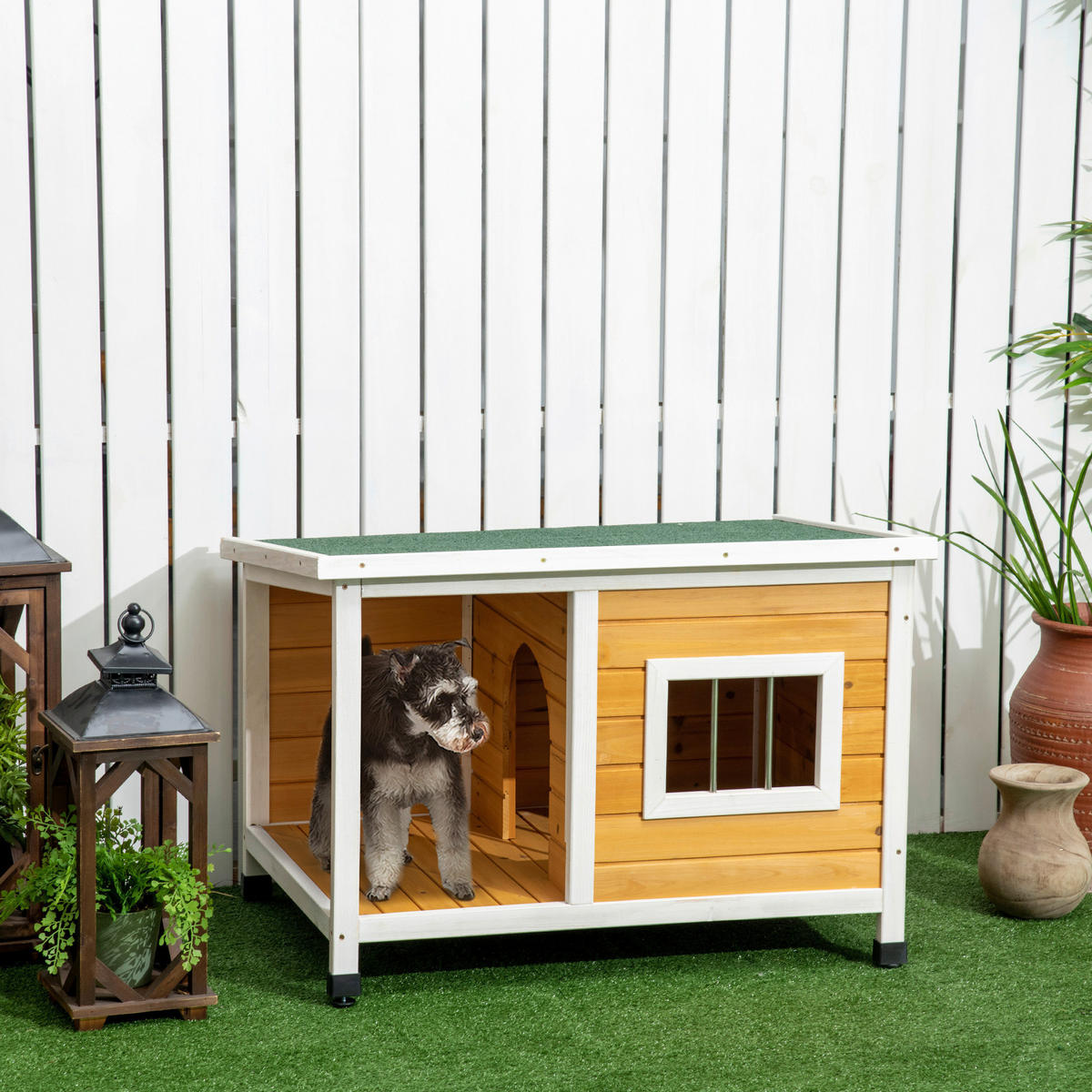 PawHut Hundehütte orange Holz B/H/L: ca. 62x60x85,5 cm Hundehütte - orange (85,50/62,00/60,00cm) - PawHut