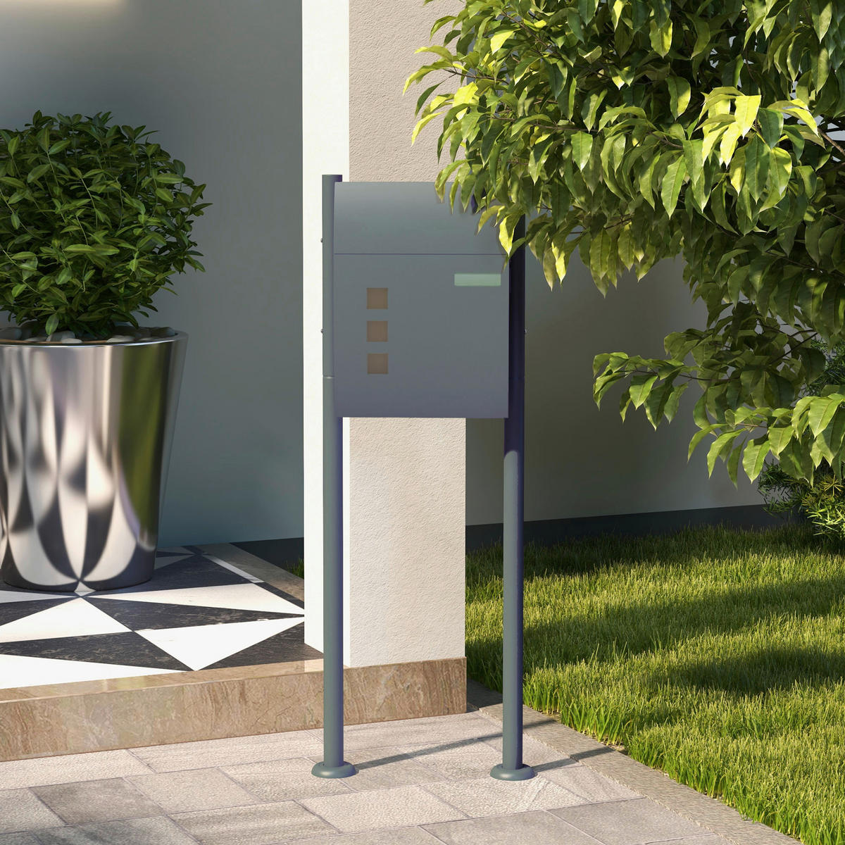 HOMCOM Briefkasten dunkelgrau B/H/L: ca. 15x44x114 cm Briefkasten - dunkelgrau (114,00/15,00/44,00cm) - HOMCOM