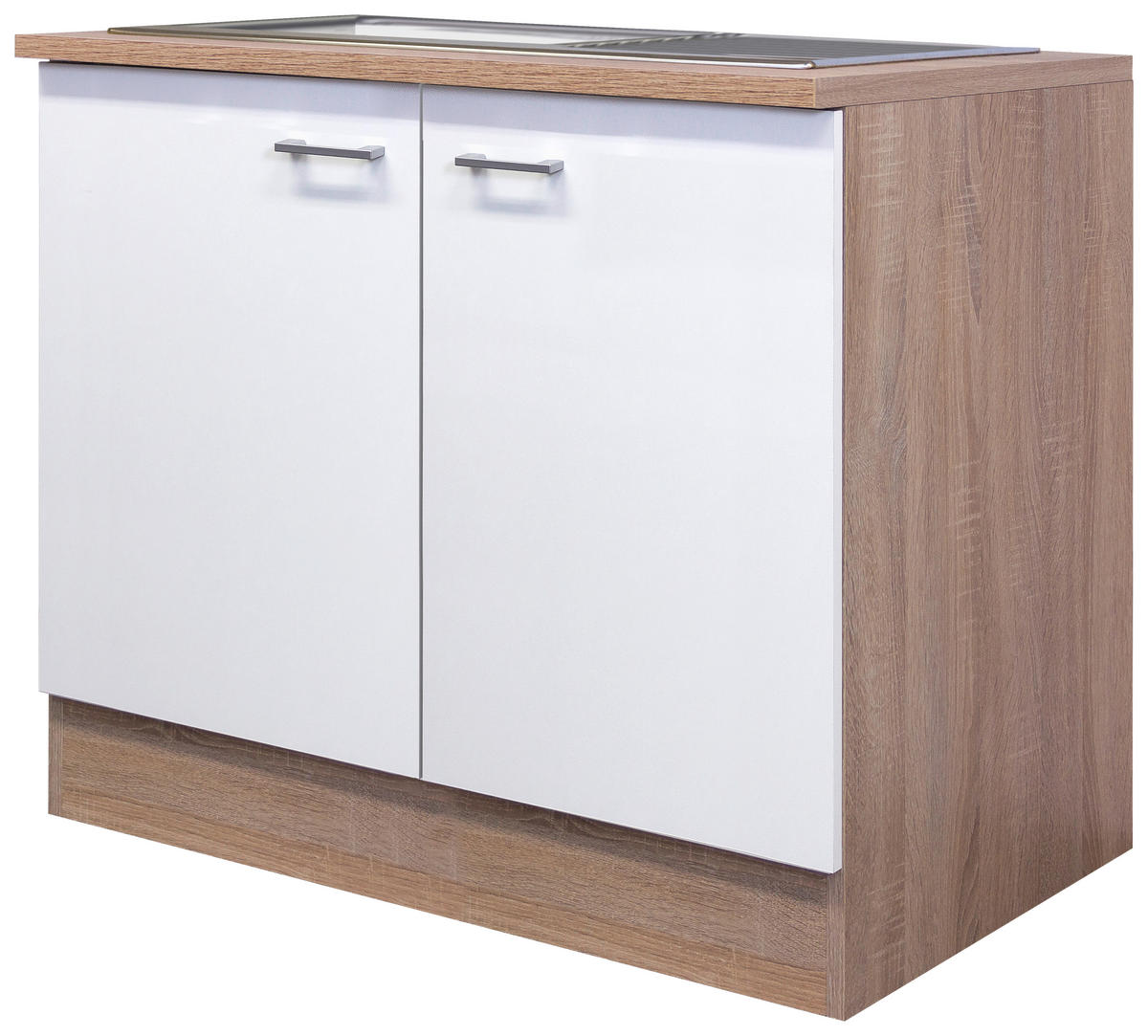 Spülenschrank Samoa weiß Eiche Nachbildung B/H/T: ca. 100x85x60 cm Samoa - Eiche/weiß (100,00/85,00/60,00cm) - Flex-Well