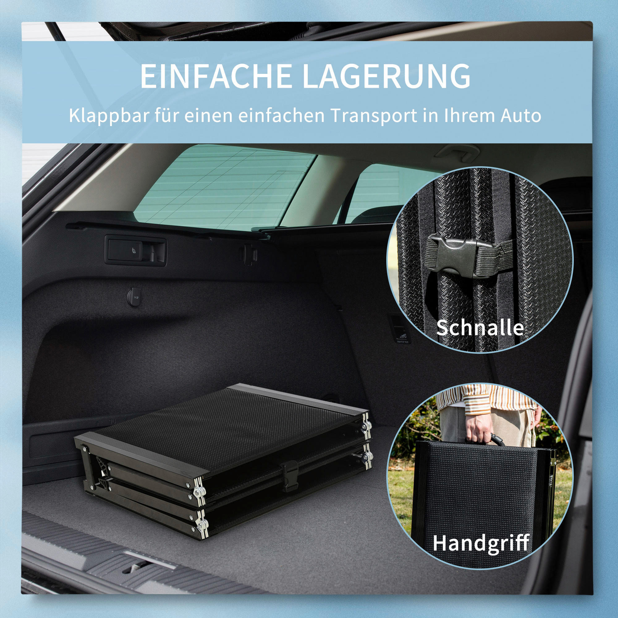 PawHut Klappbare Haustierrampe schwarz Aluminium B/H/L: ca. 43,5x158x2,5 cm Haustierrampe - schwarz (2,50/43,50/158,00cm) - PawHut
