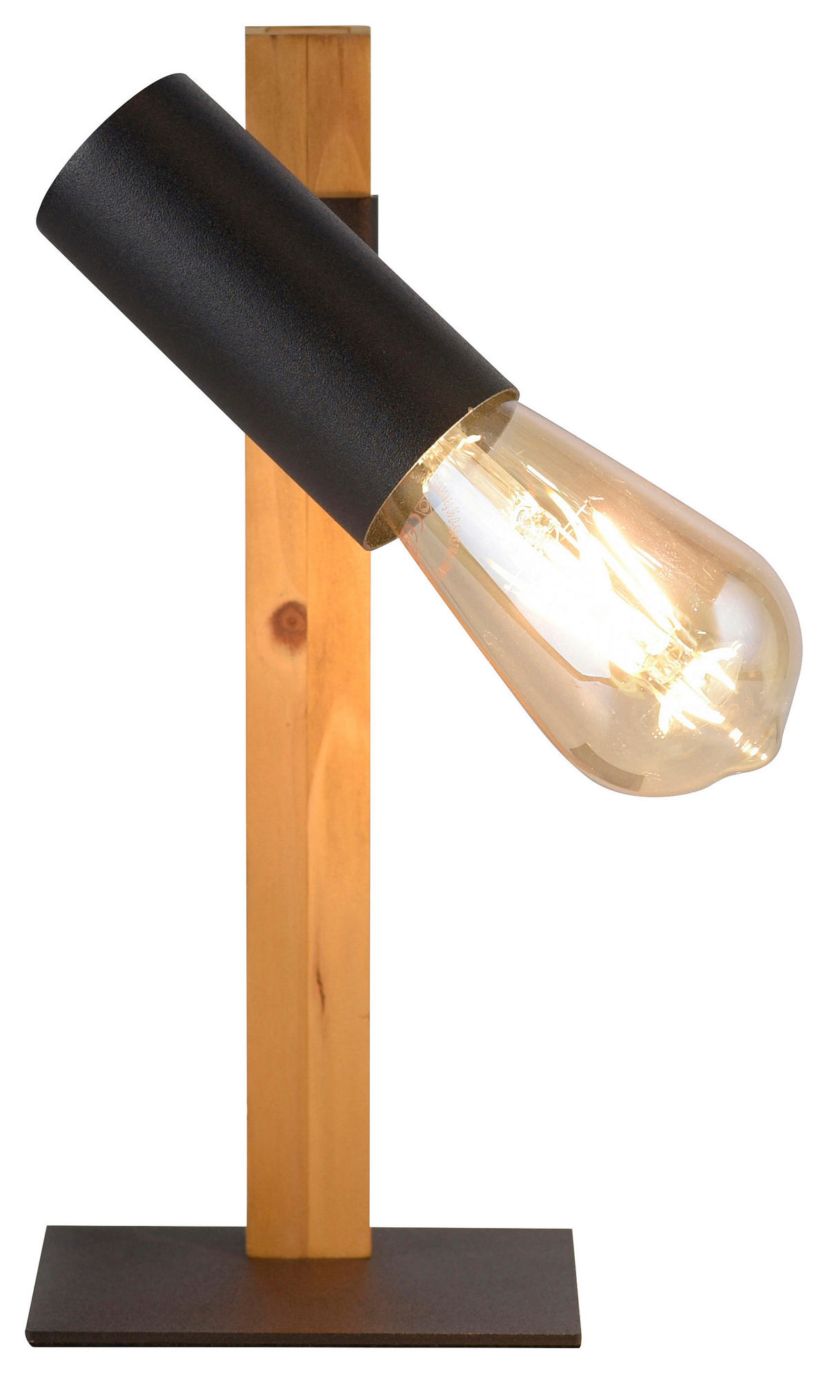 Just Light Tischleuchte PILON 15164-18 natur schwarz Holz Metall B/H/T: ca. 13x32,5x13,5 cm E27 1 Brennstellen PILON - natur/schwarz (13,00/32,50/13,50cm) - Just Light
