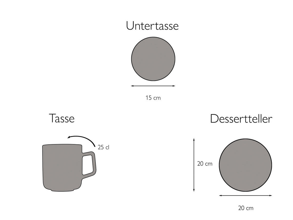 CreaTable Kaffeeservice Chef Collection grau Porzellan 18 tlg. Chef Collection - grau - CreaTable