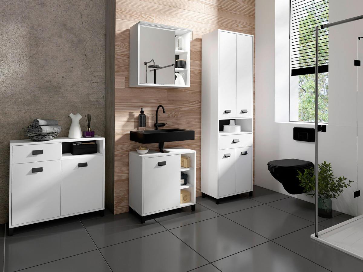 Hochschrank WELLNESS weiß B/H/T: ca. 54x193x31 cm WELLNESS - weiß (54,00/193,00/31,00cm) - byLIVING