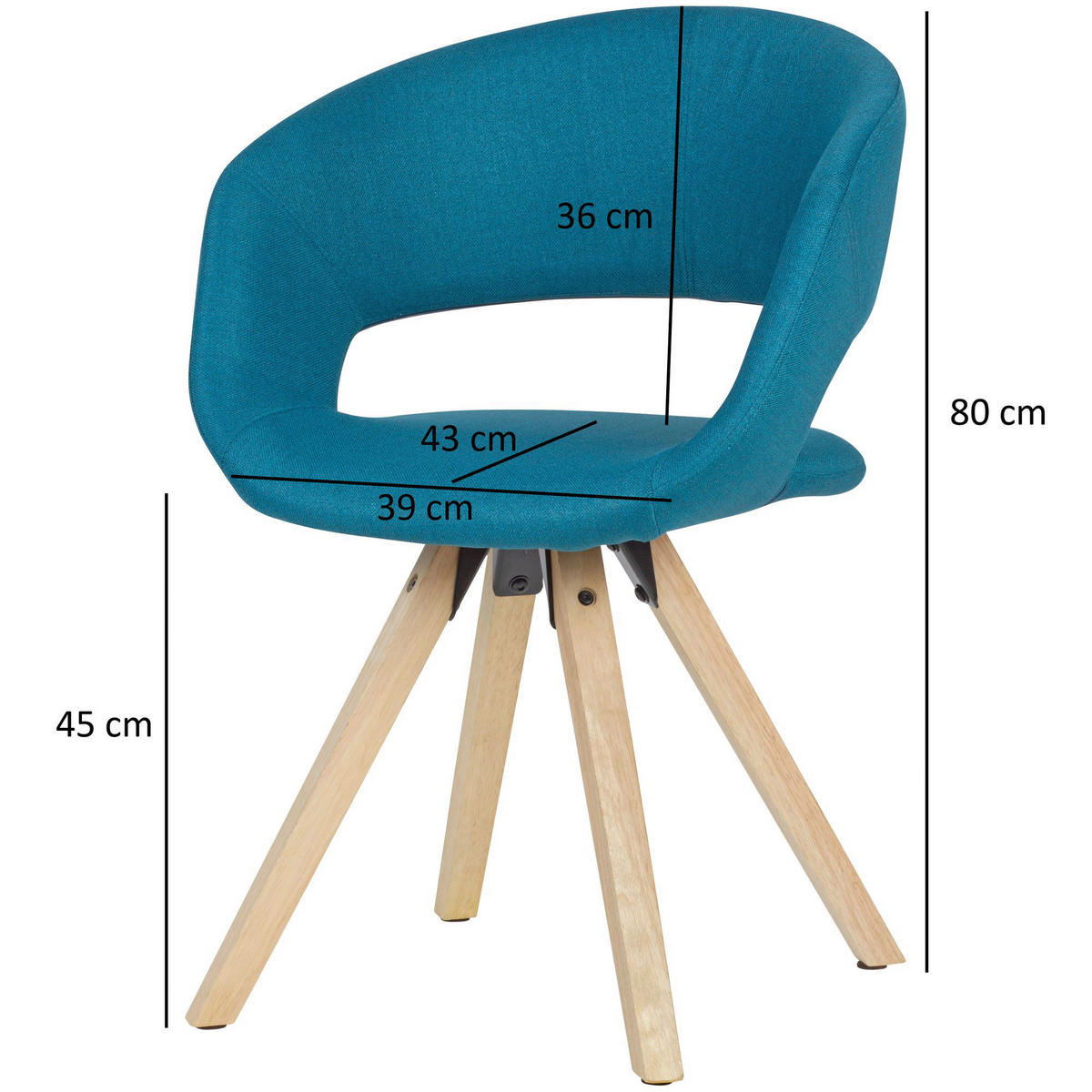 Stuhl blau B/H/T: ca. 43x80x56 cm Esszimmerstuhl - blau/Eiche (43,00/80,00/56,00cm) - Wohnling