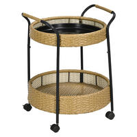 Outsunny Servierwagen gelb Edelstahl B/H/L: ca. 50x50x66 cm Rattan_Serving_Cart - gelb (66,00/50,00/50,00cm) - Outsunny