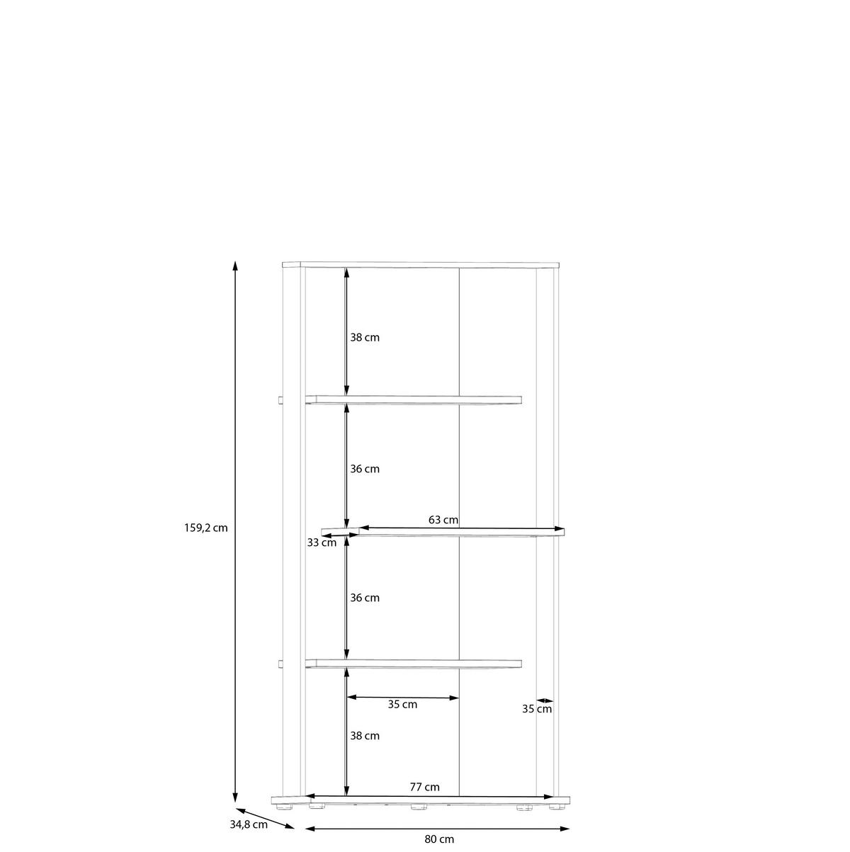 Regal  Eiche Artisan Nachbildung schwarz B/H/T: ca. 80x159x35 cm Erik_Regal ERKR611-M922 - Eiche/schwarz (80,00/159,00/35,00cm)
