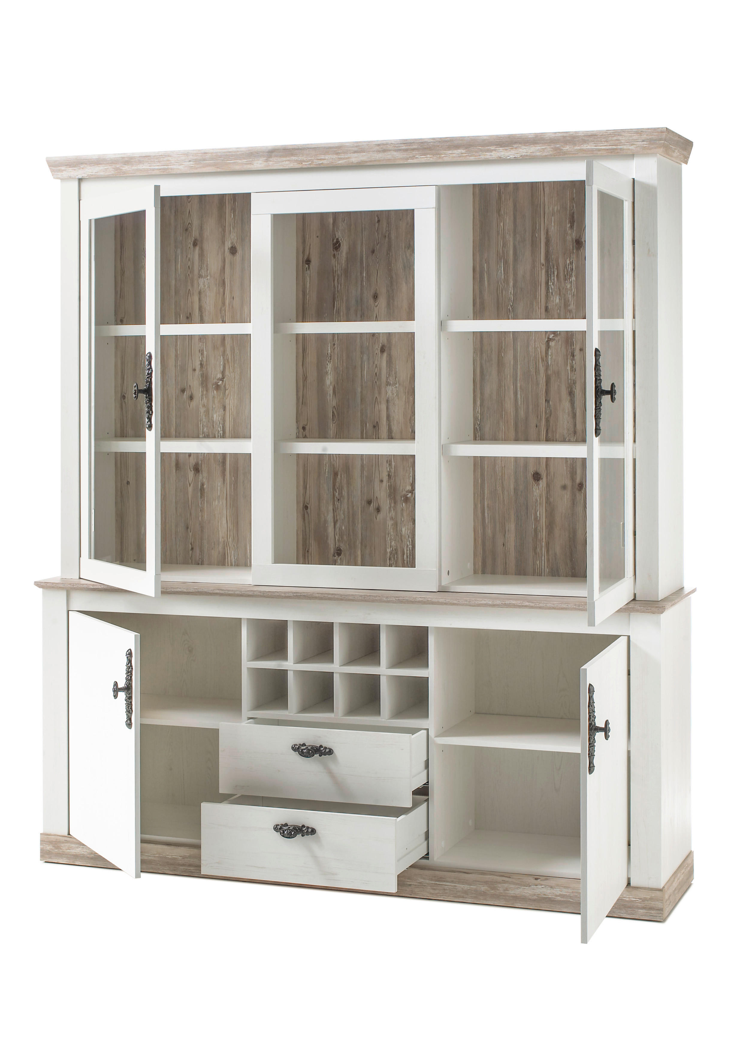 Buffet Florenz weiß Pinie B/H/T: ca. 184x205x44 cm Florenz - weiß (184,00/205,00/44,00cm)