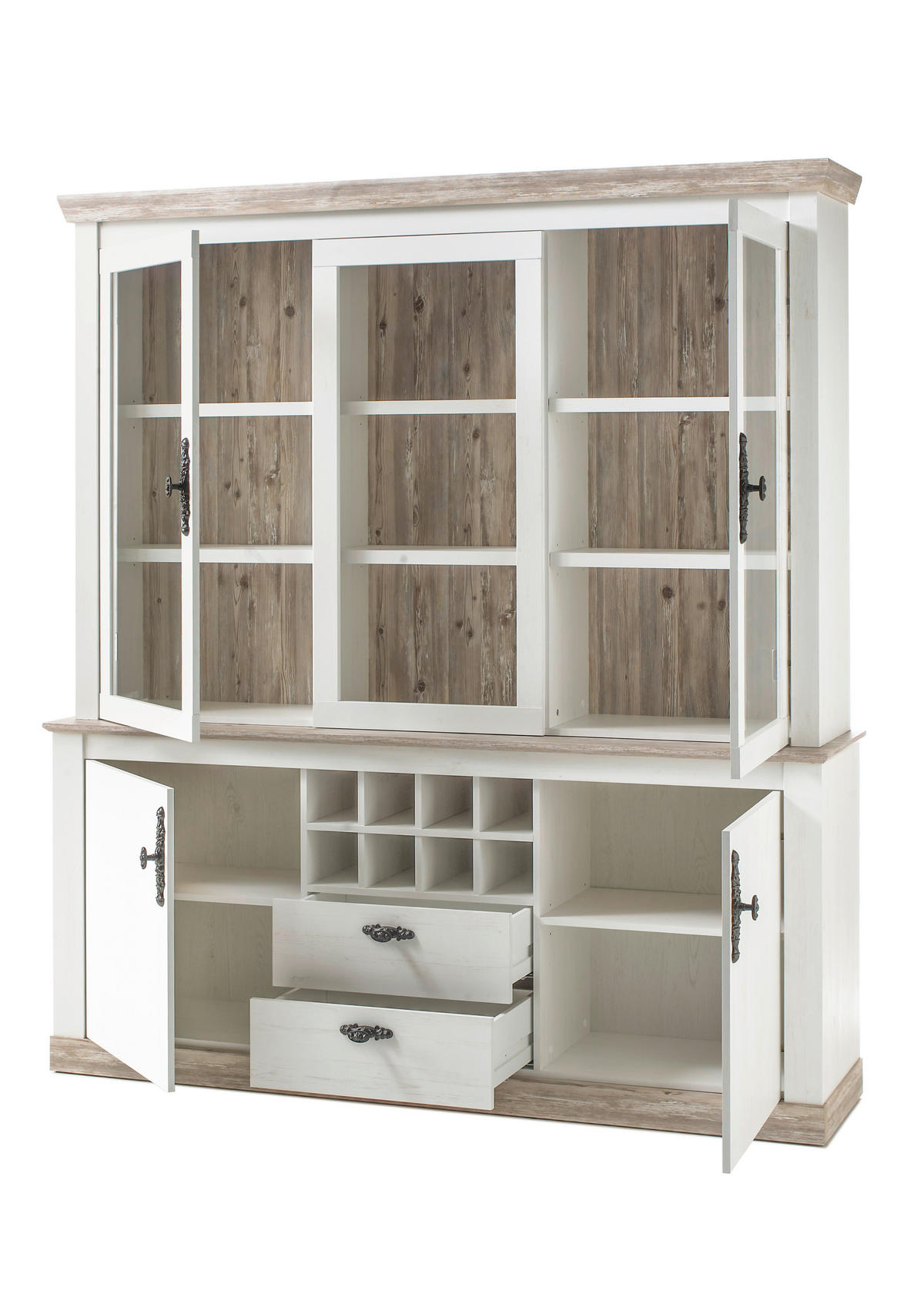 Buffet Florenz weiß Pinie B/H/T: ca. 184x205x44 cm Florenz - weiß (184,00/205,00/44,00cm)