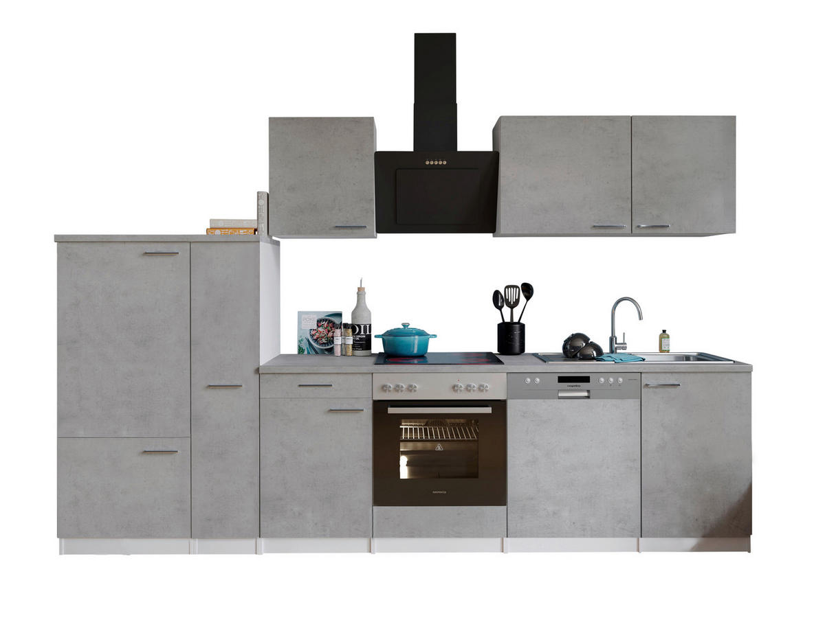 Respekta Küchenblock Malia Beton Optik B/H/T: ca. 310x200x60 cm Malia - Beton/weiß (310,00/200,00/60,00cm) - Respekta