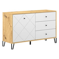 Kommode BILBAO Eiche Artisan Nachbildung weiß matt B/H/T: ca. 123,4x75,2x40 cm BILBAO - Eiche/weiß (123,40/75,20/40,00cm) - WIPMEB
