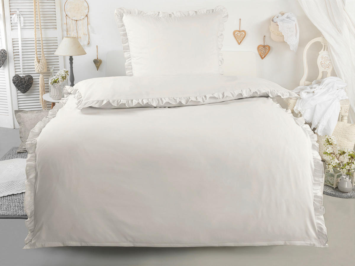 Microfaser Bettwäsche Bettwäsche_Microfaser_Rüschen - perlmutt (135,00/200,00cm)