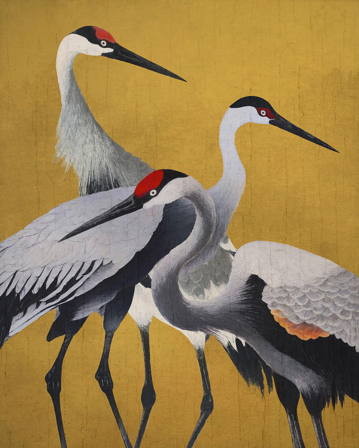 Komar Fototapete Yellow Cranes B/L: ca. 200x250 cm Yellow Cranes - (200,00/250,00cm) - Komar