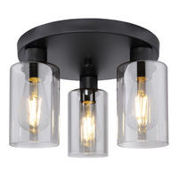 GLOBO Deckenleuchte HADERA 15465-3D schwarz Metall Rauchglas H/D: ca. 22x34 cm HADERA - schwarz (34,00/22,00cm) - GLOBO