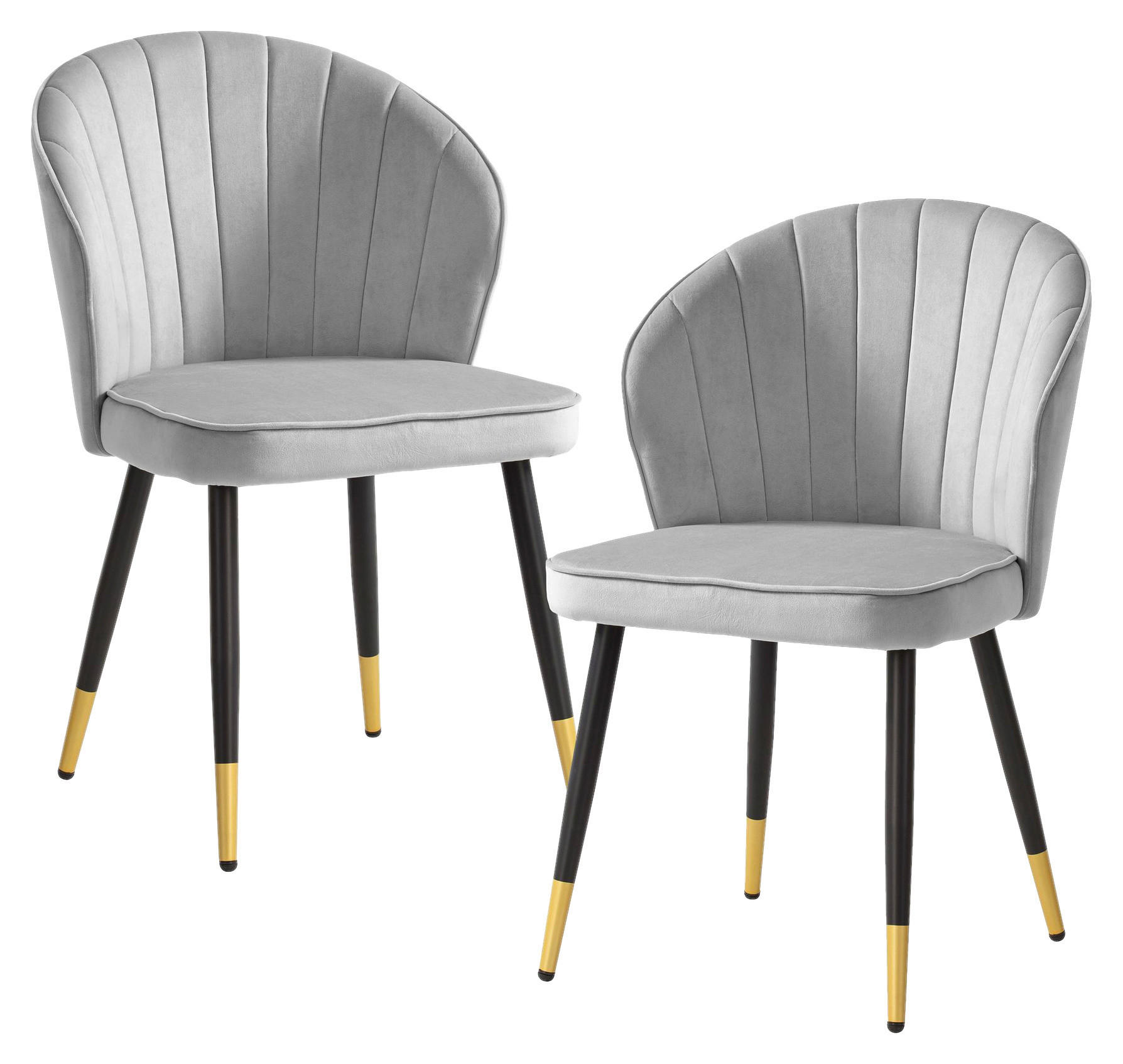 Stuhl 2er Set grau Polyester 2er Set - grau - Wohnling