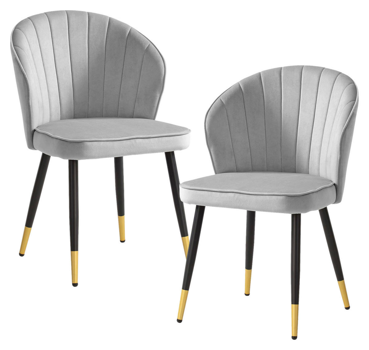 Stuhl 2er Set grau Polyester 2er Set - grau - Wohnling