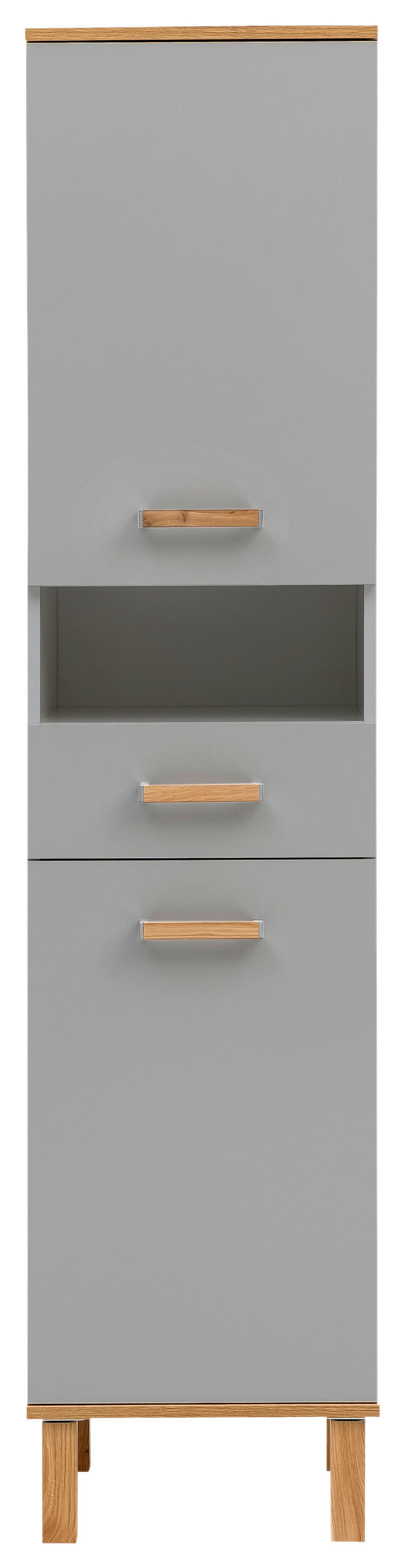 Hochschrank Padua grau Eiche Landhaus Nachbildung B/H/T: ca. 40,4x178,5x35 cm Padua - Eiche/grau (40,40/178,50/35,00cm) - Möbelpartner