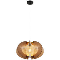 GLOBO Pendelleuchte SAKURA 30534446 natur dunkelbraun schwarz MDF Metall Hanfseil H/D: ca. 150x44 cm E27 1 Brennstellen SAKURA - dunkelbraun/natur (44,00/150,00cm) - GLOBO