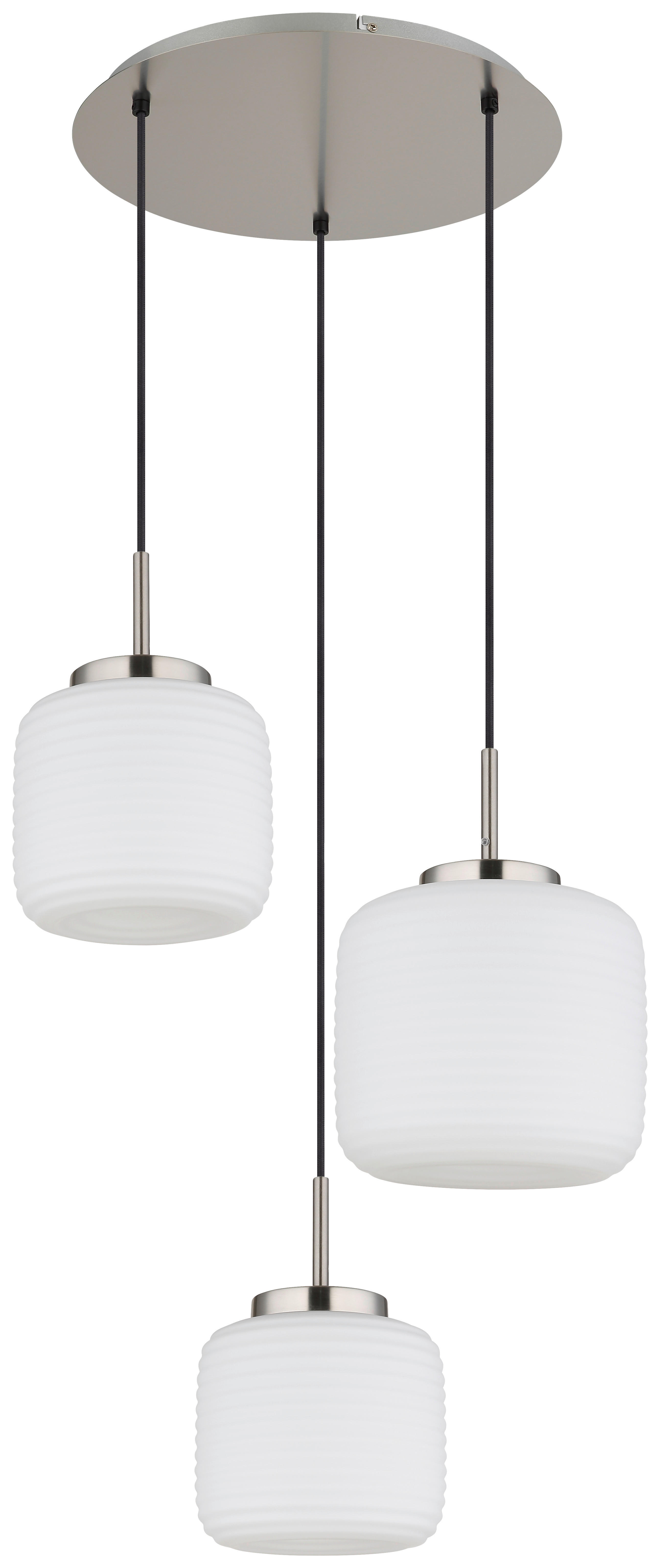 GLOBO Pendelleuchte Opal schwarz nickel matt Glas Metall H/D: ca. 130x52,5 cm 3.0 Brennstellen Kaldora - nickel matt/schwarz (52,50/130,00cm) - GLOBO