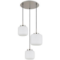 GLOBO Pendelleuchte Opal schwarz nickel matt Glas Metall H/D: ca. 130x52,5 cm 3.0 Brennstellen Kaldora - nickel matt/schwarz (52,50/130,00cm) - GLOBO