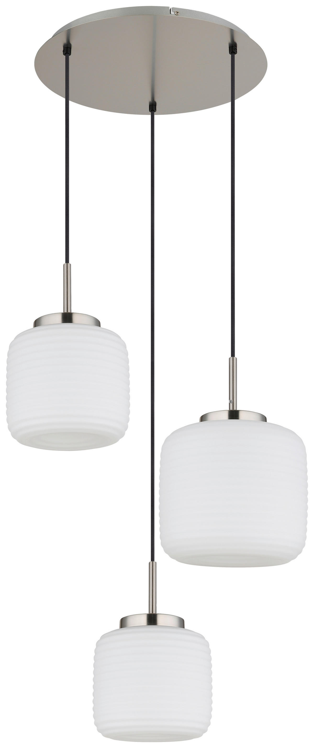 GLOBO Pendelleuchte Opal schwarz nickel matt Glas Metall H/D: ca. 130x52,5 cm 3.0 Brennstellen Kaldora - nickel matt/schwarz (52,50/130,00cm) - GLOBO