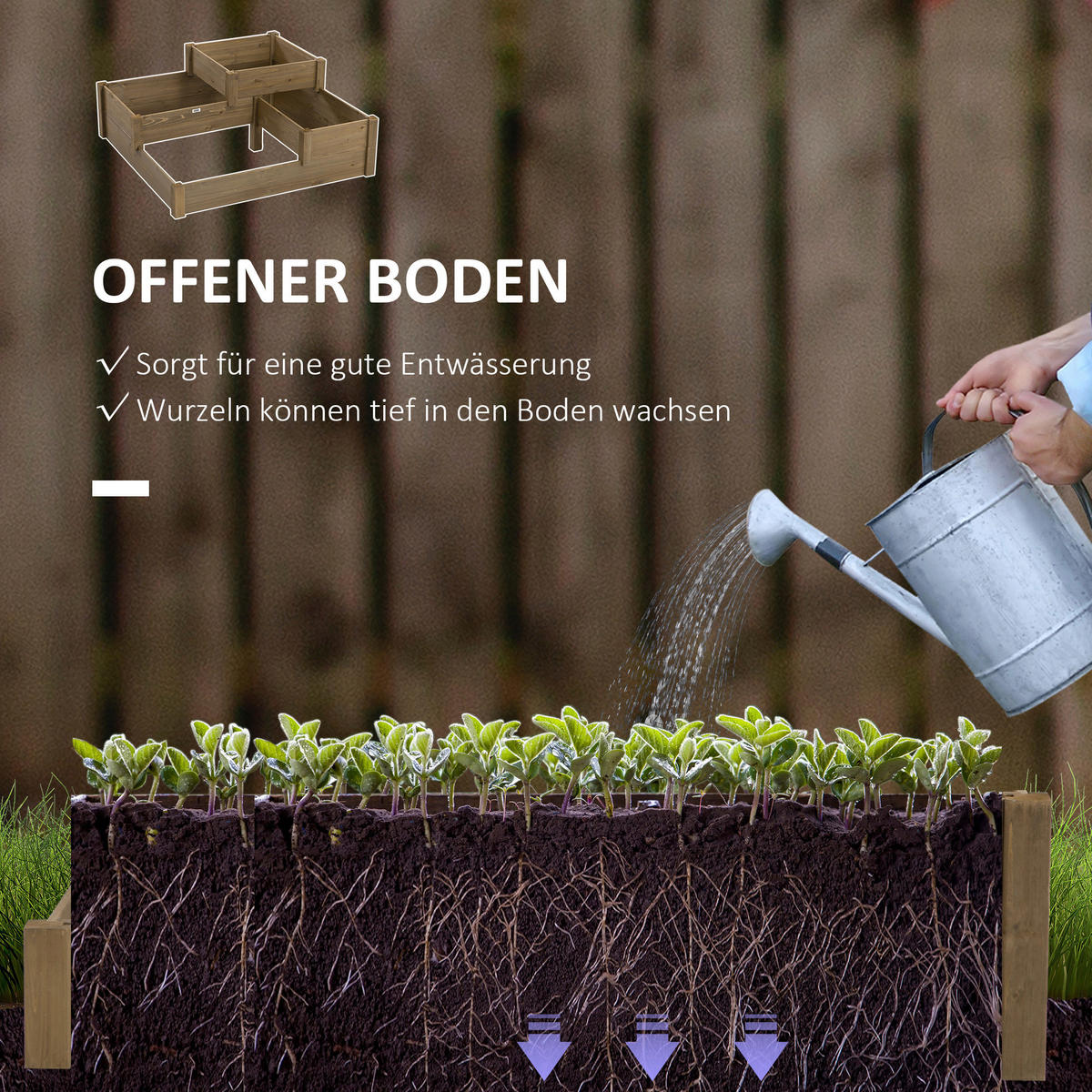Outsunny Hochbeet braun B/H/L: ca. 122x51x122 cm Hochbeet - braun (122,00/122,00/51,00cm) - Outsunny
