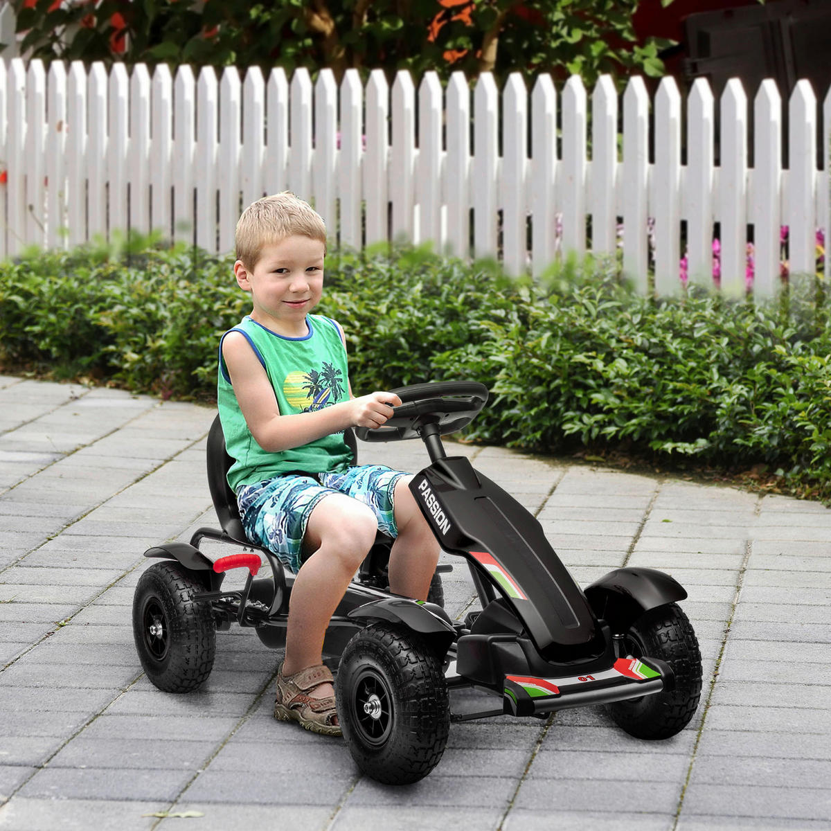 HOMCOM Kinder-Fahrzeug schwarz B/H/L: ca. 58x121x61 cm Gokart - schwarz (61,00/58,00/121,00cm) - HOMCOM