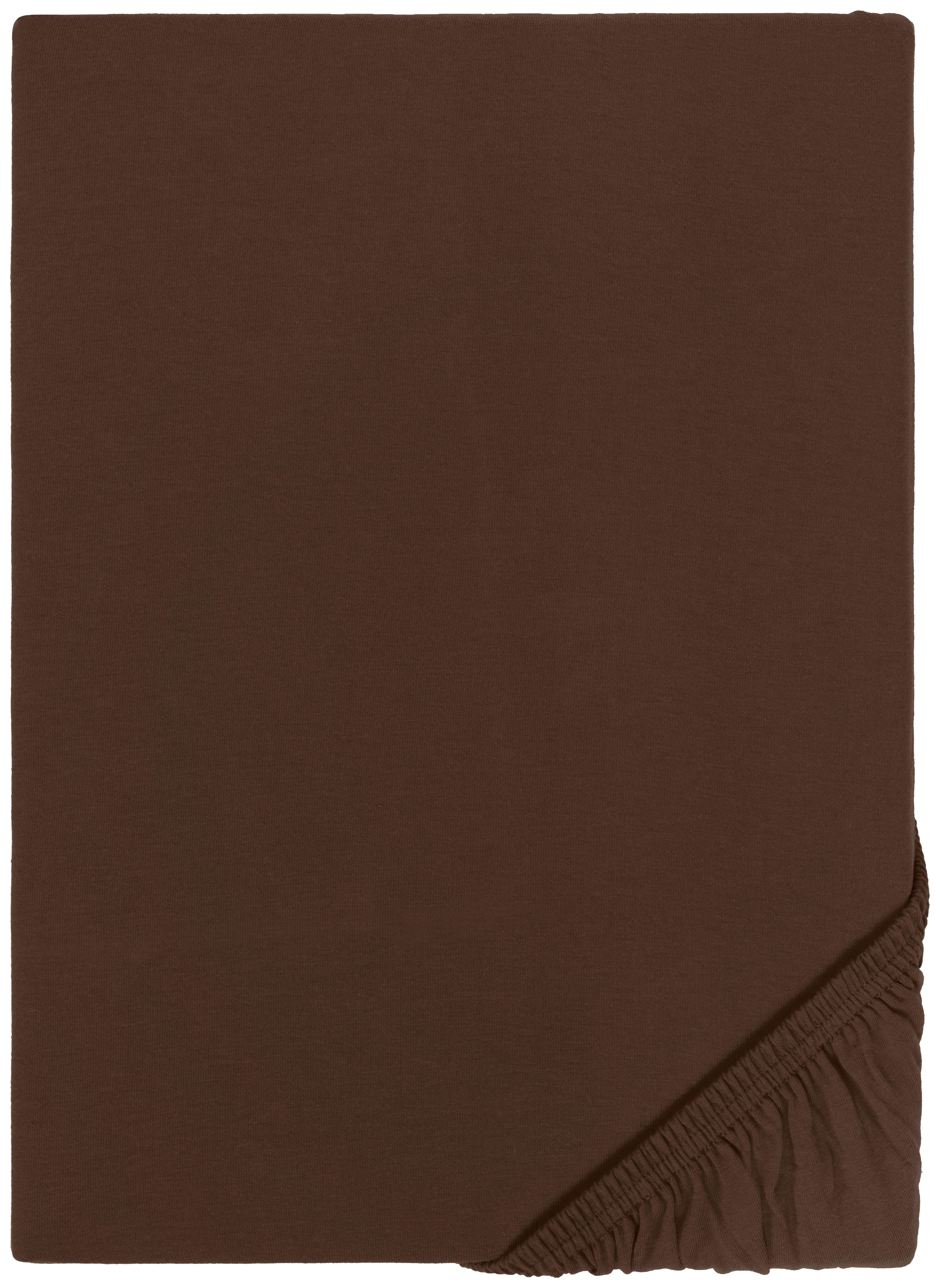 Baumwoll Bettwäsche Boxspring-Spannbetttuch mocca - braun (200,00/180,00/40,00cm) - POCOline
