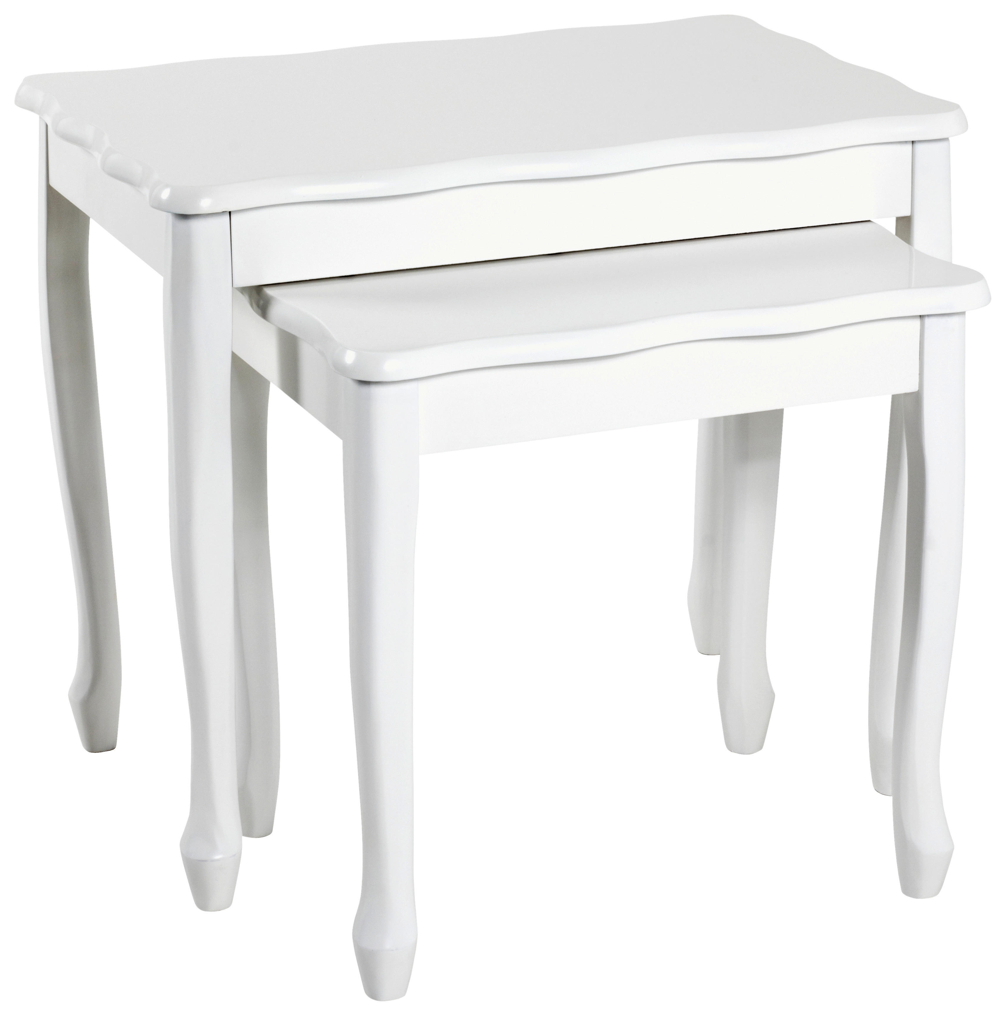 Beistelltisch  weiß lackiert MDF B/H/T: ca. 56x48x26 cm Ina_2-Satz_Tisch 19388 - weiß (56,00/48,00/26,00cm)