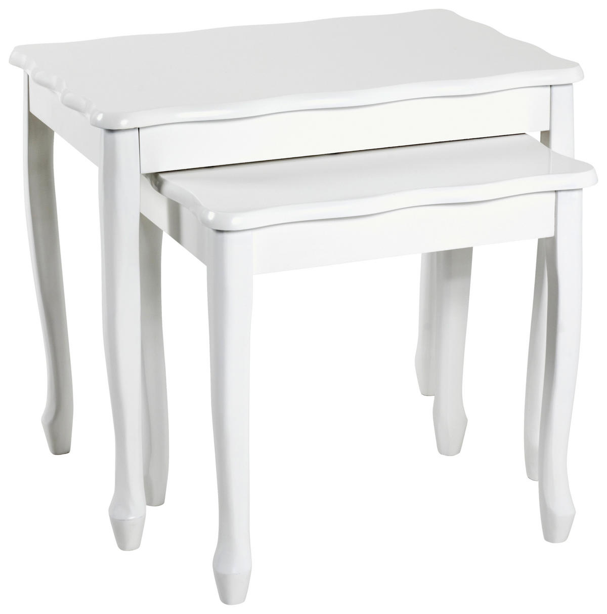 Beistelltisch  weiß lackiert MDF B/H/T: ca. 56x48x26 cm Ina_2-Satz_Tisch 19388 - weiß (56,00/48,00/26,00cm)