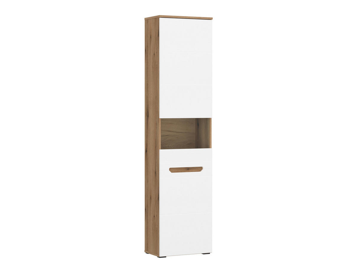 Vitrine Alana Eiche Evoke Coast Nachbildung weiß Hochglanz B/H/T: ca. 47x195x33 cm Alana - Eiche/weiß (47,00/195,00/33,00cm)
