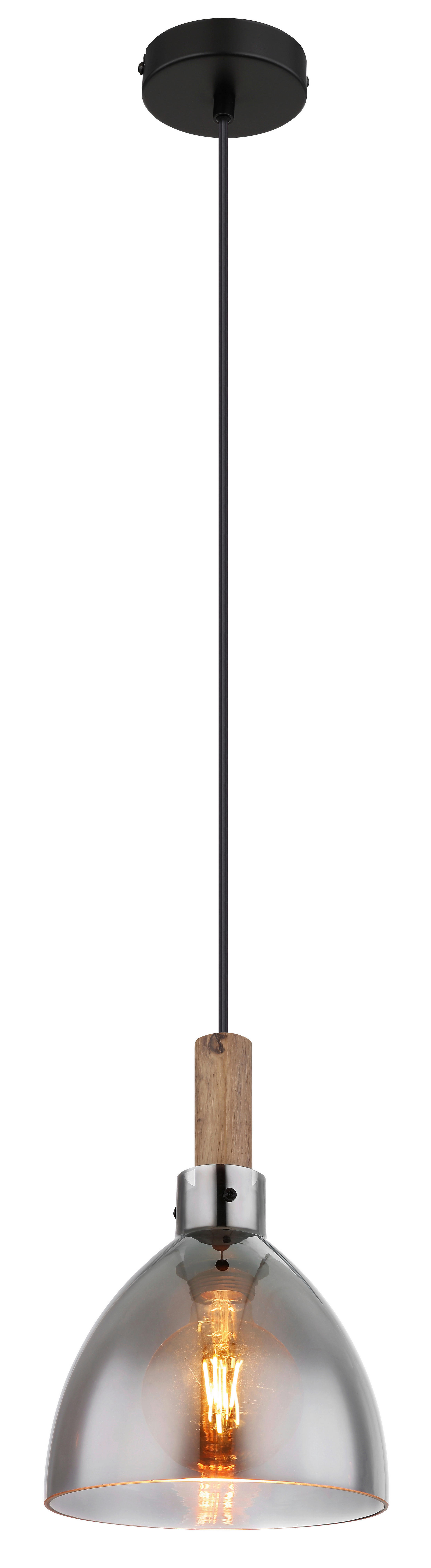 GLOBO Pendelleuchte dunkelbraun schwarz Metall MDF H/D: ca. 120x20 cm E27 1 Brennstellen MATTEA - dunkelbraun/schwarz (20,00/120,00cm) - GLOBO