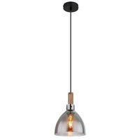 GLOBO Pendelleuchte dunkelbraun schwarz Metall MDF H/D: ca. 120x20 cm E27 1 Brennstellen MATTEA - dunkelbraun/schwarz (20,00/120,00cm) - GLOBO
