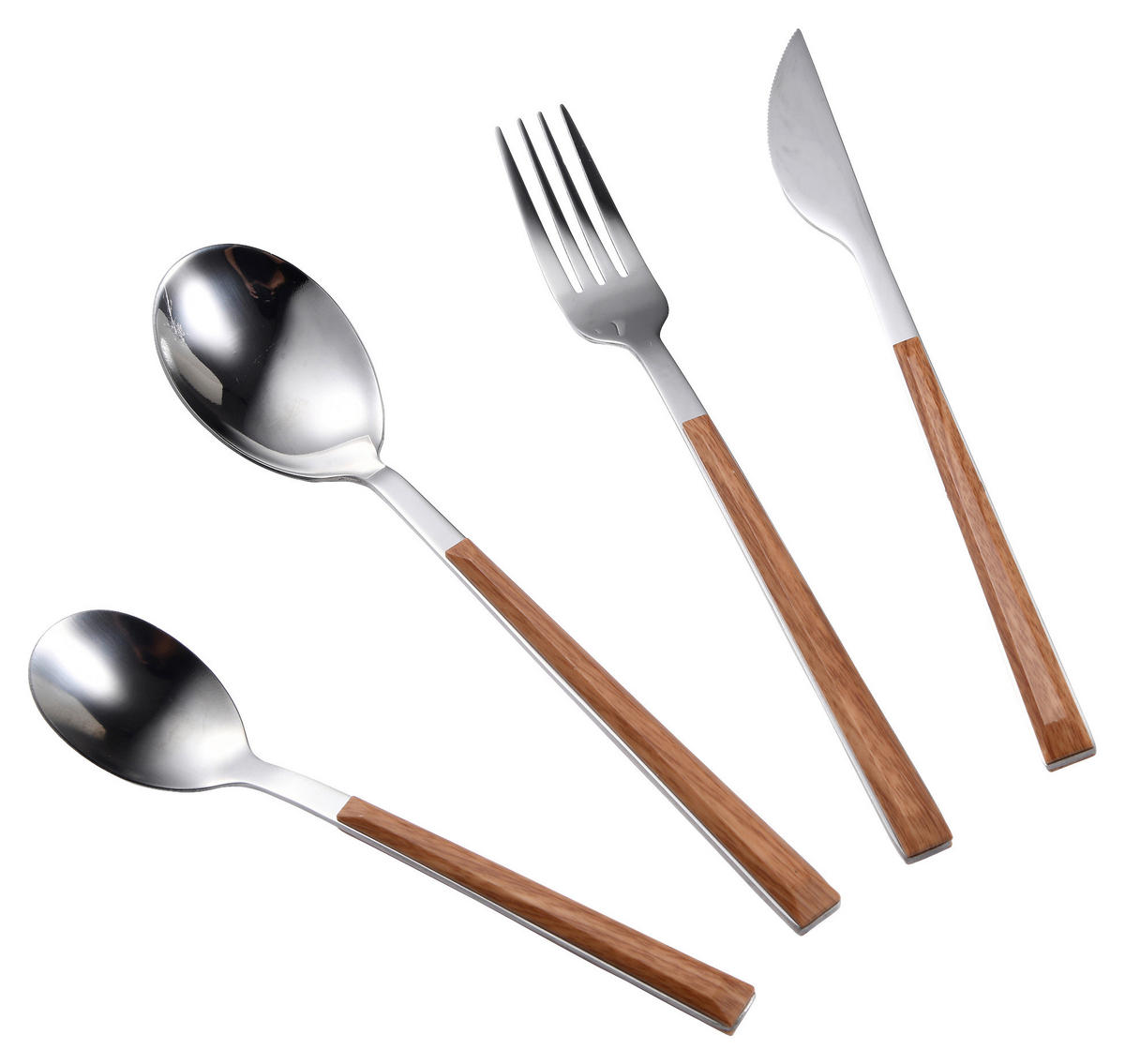BERGNER Besteckset NATURALLY silber Kunststoff 24 tlg. NATURALLY - braun/silber - BERGNER