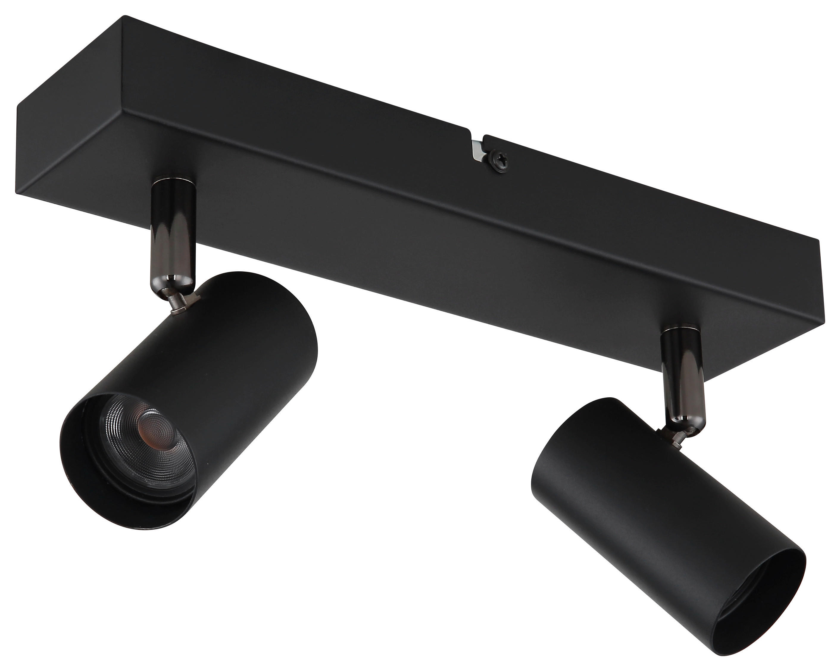 GLOBO Strahler Chrom schwarz Aluminium Metall B/H/L: ca. 7x27x12 cm 2 Brennstellen Strahler-Este - schwarz/Chrom (12,00/7,00/27,00cm) - GLOBO