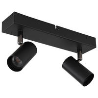 GLOBO Strahler Chrom schwarz Aluminium Metall B/H/L: ca. 7x27x12 cm 2 Brennstellen Strahler-Este - schwarz/Chrom (12,00/7,00/27,00cm) - GLOBO