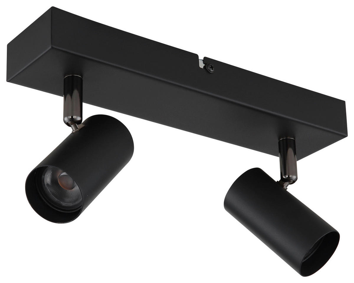 GLOBO Strahler Chrom schwarz Aluminium Metall B/H/L: ca. 7x27x12 cm 2 Brennstellen Strahler-Este - schwarz/Chrom (12,00/7,00/27,00cm) - GLOBO