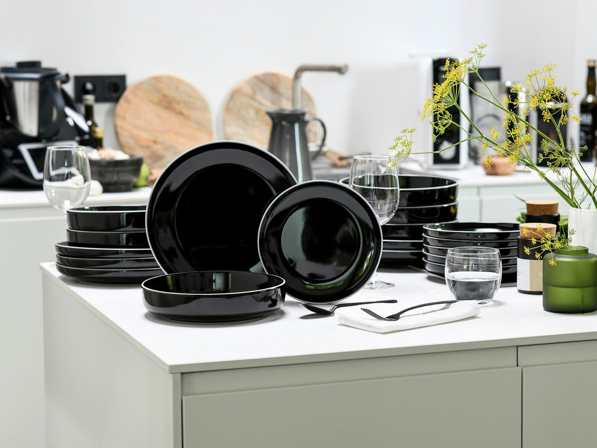 CreaTable Tafelservice Nordic Gourmet schwarz Steinzeug 18 tlg. Nordic Gourmet - schwarz - CreaTable